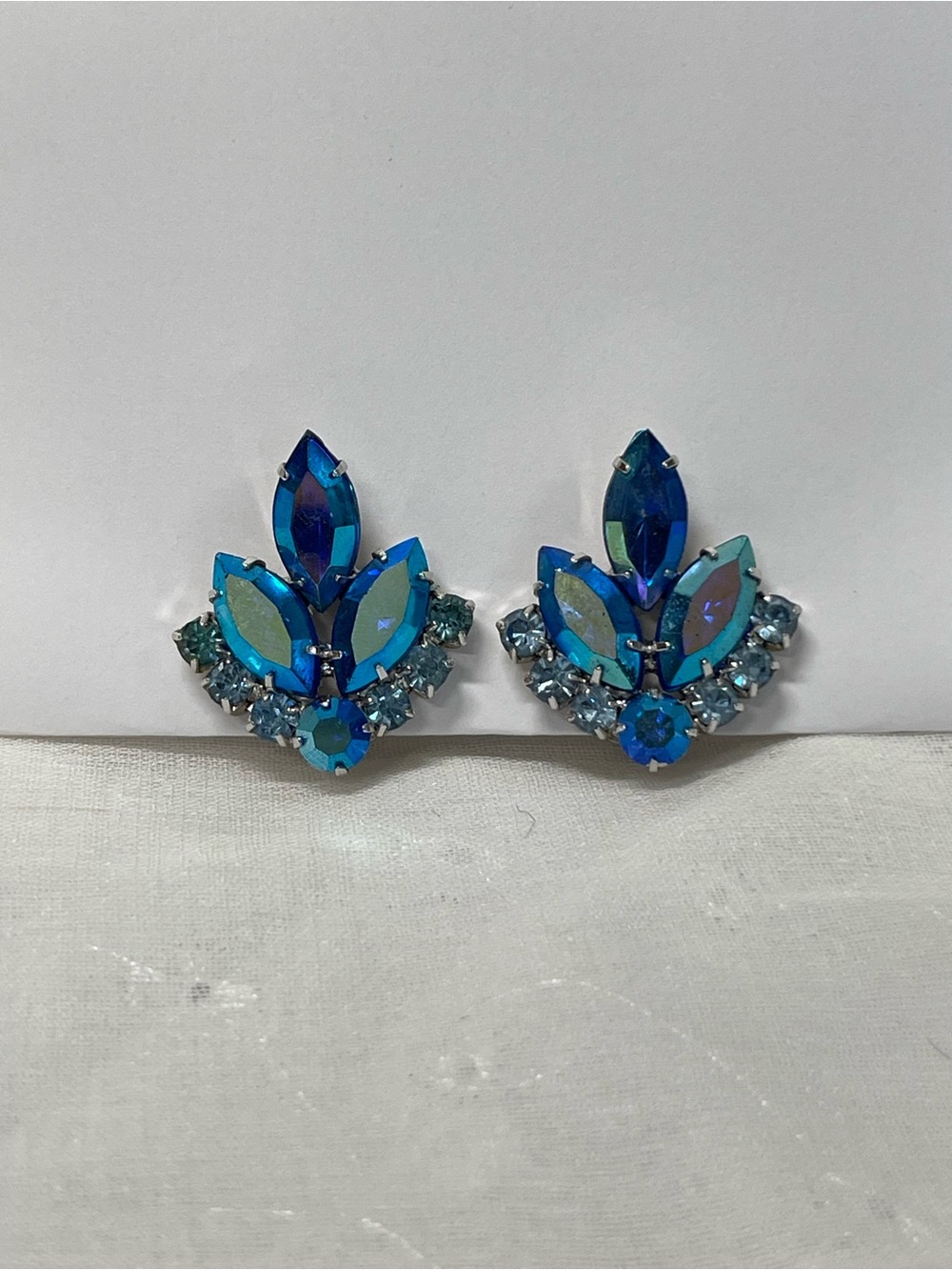 Sarah Coventry Blue Lagoon Crystal Petal Statement Earrings - Women Jewelry